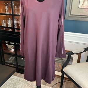 J Jill Fit Eggplant Long-Sleeve V-Neck Knit Dress - EUC - Size M